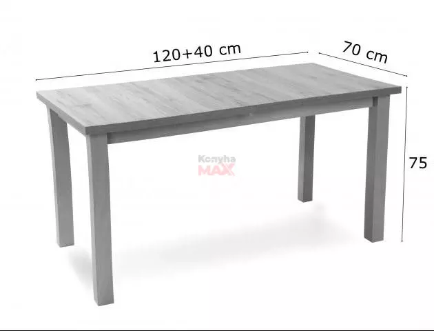 Berta Dió asztal 120+40 cm