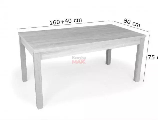 Berta Dió asztal 160+40 cm