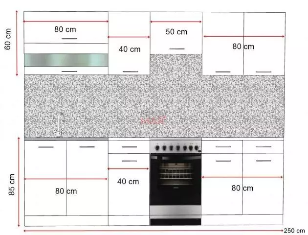 Csomagolássérült:Fehér-Fekete konyhabútor 250 cm