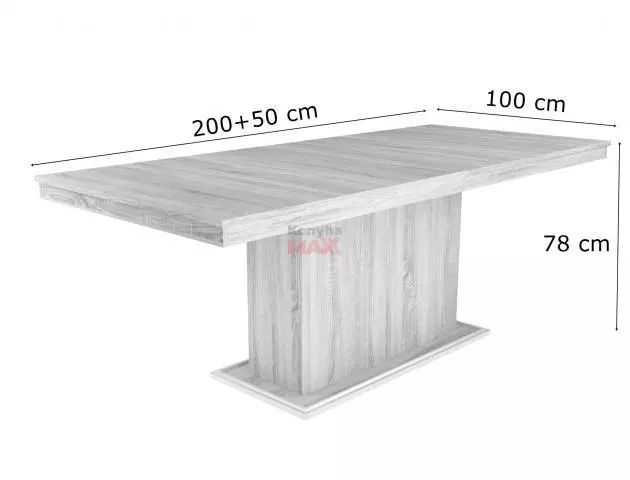 Flóra Rusztik Fehér asztal 200+50 cm