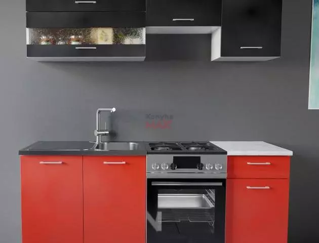 MAX Fekete-Piros Konyhabútor 170 cm