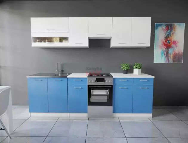 Fehér kék konyhabútor
