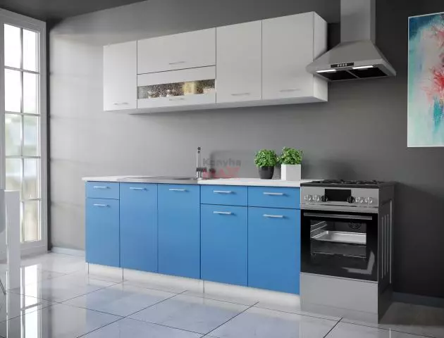 Szürke kék konyhabútor