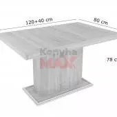 Flóra Beton-Fehér asztal 120+40 cm