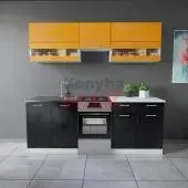 Fekete narancssárga konyhabútor