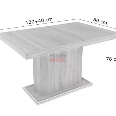 Flóra Beton-Fehér asztal 120+40 cm