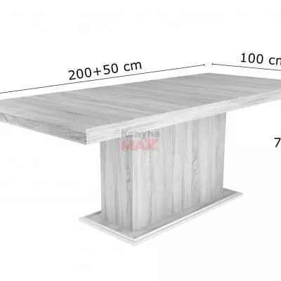 Flóra Rusztik Fehér asztal 200+50 cm