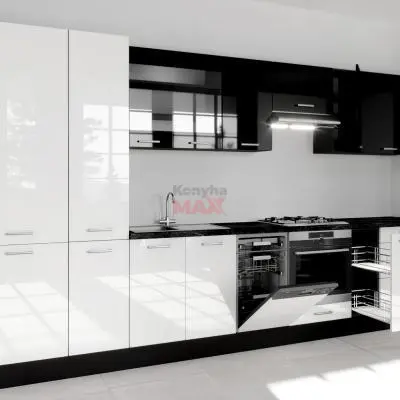 Nápoly Lux Magasfényű Fehér konyhabútor 375 cm